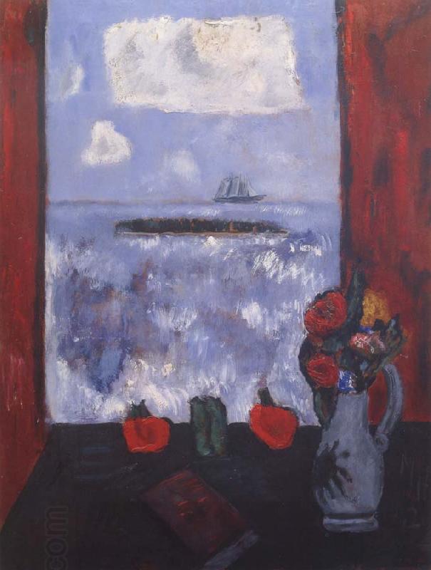 Marsden Hartley Summer,Sea,Window,Red Curtain